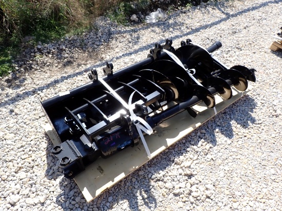 MIVA (8)MINI EXCAVATOR ATTACHMENTS,  QUICK HITCH, RAKE, GRABER, AUGER, 12"