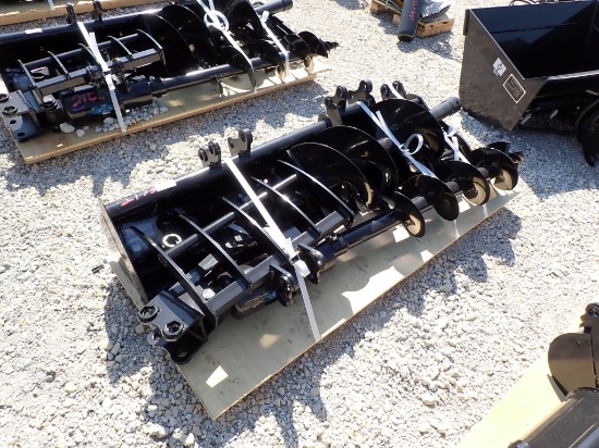 MIVA (8)MINI EXCAVATOR ATTACHMENTS,  QUICK HITCH, RAKE, GRABER, AUGER, 12"