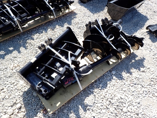 MIVA (8)MINI EXCAVATOR ATTACHMENTS,  QUICK HITCH, RAKE, GRABER, AUGER, 12"