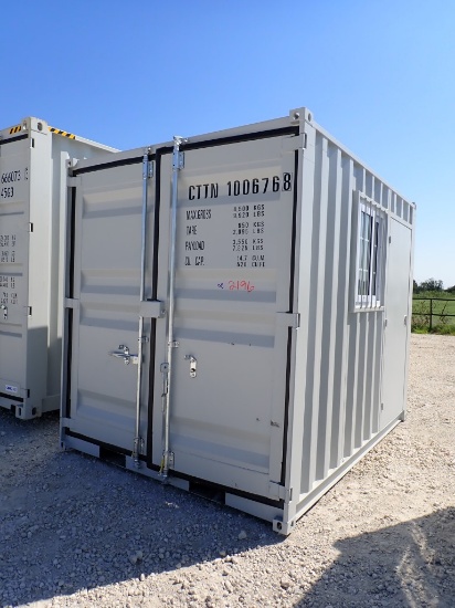 CONTAINER,  10', SINGLE WALK DOOR, LOCK BOX, WINDOW, FORK POCKETS,