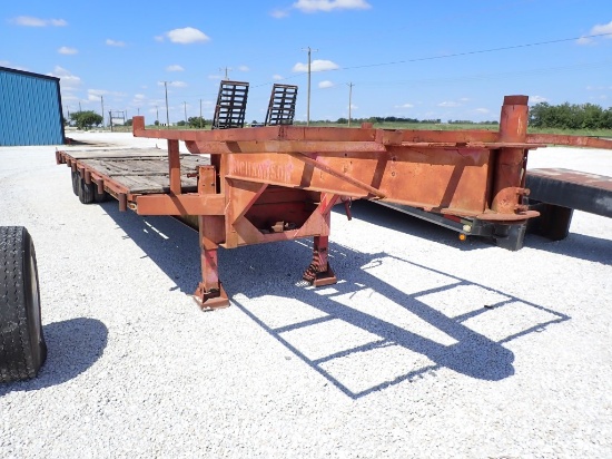 1981 KALYN RIGID NECK FLATBED TRAILER,  30' LOWER DECK W/ TAIL ROLLER, 8' T