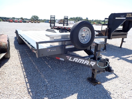 2021 LAMAR CAR HAULER,  30', 26' DECK W/ 4' DOVETAIL, KOBALT TOOLBOX, DRIVE