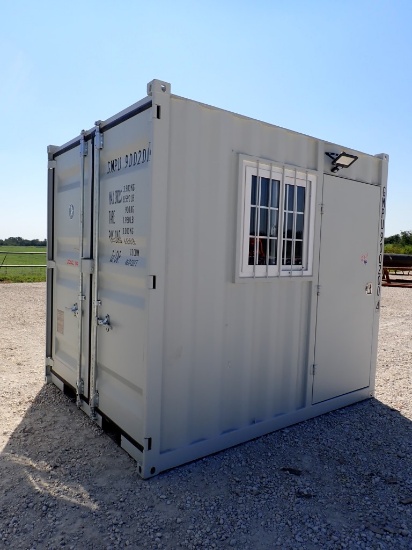 OFFICE CONTAINER,  9' X 7', WALKTHROUGH DOOR, WINDOW, DOUBLE END DOORS, 50