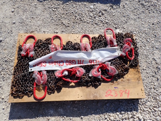 2024 LIFTING CHAINS,  NEW, 7' LENGTH X 5/16", DOUBLE SLING, AS IS WHERE IS