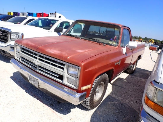 1987 CHEVROLET CUSTOM DELUX 10 TRUCK, SHOWING 9442 MILES,  5.7L GAS, 4SPD,