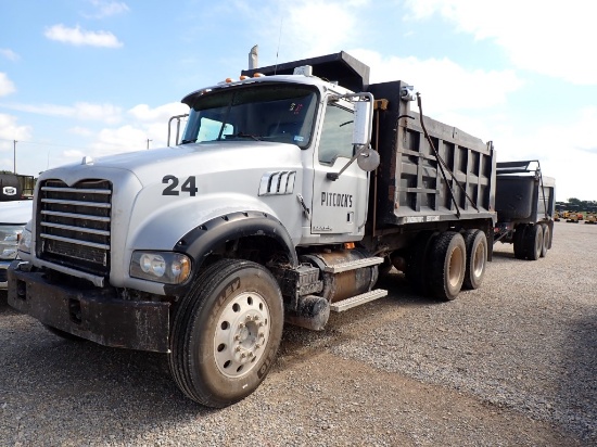 2009 MACK GU713 DUMP TRUCK, 516414 MILES,  DAY CAB, MACK MP7 DIESEL, MAXITO