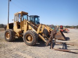ALLIS CHALMERS 940 LOADER,  ARTICULATED, DIESEL, CAB, W/ FORKS, S# 9401115