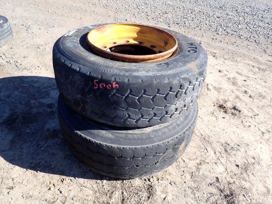 (2) 385/65R22.5 TIRES ON RIMS