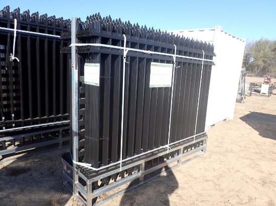STEEL SITE FENCE,  MODEL K0608-22, POWDER COATED, 3-RAIL STYLE, (22) 8' X 6