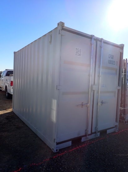 OFFICE / STORAGE CONTAINER,  12' X 7' X 8' TALL, END DOORS, WALK-IN DOOR, W