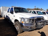 2004 FORD F-250 TRUCK,  CREW CAB, 4 X 4, DIESEL, AUTOMATIC, COVERED TOOLBOX