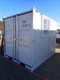 OFFICE / STORAGE CONTAINER,  9' X 6' X 7' TALL, END DOORS, WALK-IN DOOR, WI