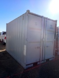 OFFICE / STORAGE CONTAINER,  12' X 7' X 8' TALL, END DOORS, WALK-IN DOOR, W