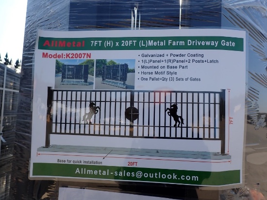 DRIVEWAY GATE,  MODEL K2007N, 7' X 20', HORSE MOTIF