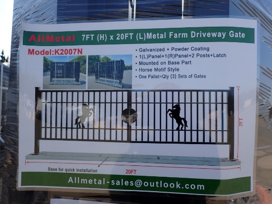 DRIVEWAY GATE,  MODEL K2007N, 7' X 20', HORSE MOTIF