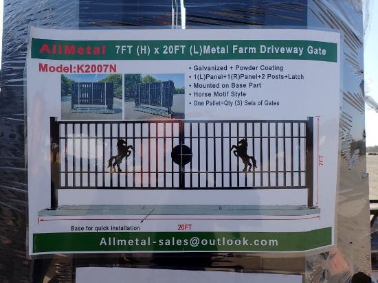 DRIVEWAY GATE,  MODEL K2007N, 7' X 20', HORSE MOTIF