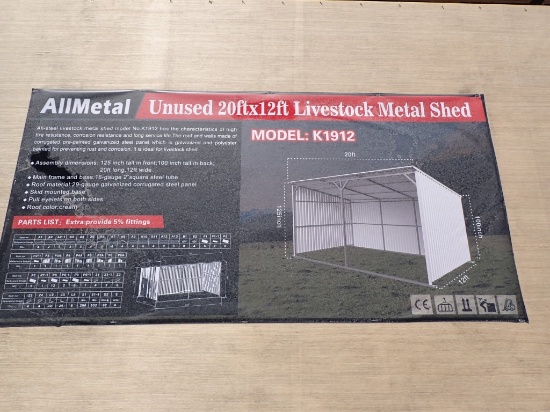 MODEL K1912 LIVESTOCK METAL SHED,  20' X 12'