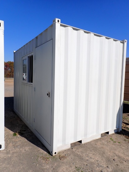 OFFICE / STORAGE CONTAINER,  12' X 7' X 8' TALL, END DOORS, WALK-IN DOOR, W