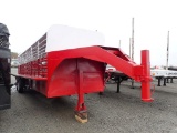 SHOPBUILT STOCK TRAILER,  GOOSENECK, 24', TANDEM AXLE, SINGLE TIRE, 3 STALL