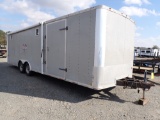 1998 DAWSON ENCLOSED CAR HAULER TRAILER,  26', REAR RAMP GATE, SIDE ENTRY,
