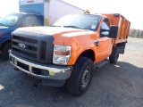 2010 FORD F350 DUMP TRUCK,  DIESEL, AUTO, 4X4,9' DUMP BED,  PS, AC, S# 1FDW