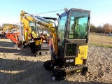 AGT H13R MINI EXCAVATOR,  CAB WITH FAN, 420 CC GAS, 15-HP, RUBBER TRACKS, P