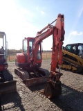 KUBOTA MINI EXCAVATOR, 7724+ HRS,  DIESEL, CAB, RUBBER TRACKS, BACKFILL BLA