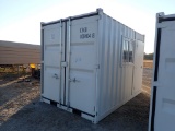 OFFICE / STORAGE CONTAINER,  12' X 7' X 8' TALL, END DOORS, WALK-IN DOOR, W