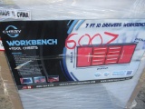 WORK BENCH,  7', 10-DRAWERS, (2) CABINETS S# 25HKNY00378