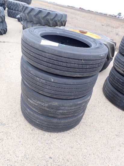 (4) 255/70R22.5 HWY TIRES,  ORIGINAL