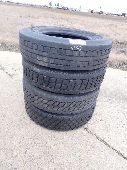 (4) 11R22.5 LUG TIRES,  ORIGINAL