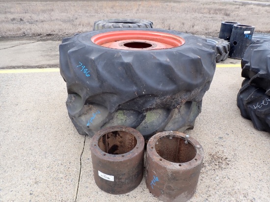 (2) TIRES, WHEELS & SPACERS  20.8-38