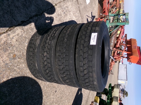 (4) LO-PRO 22.5 LUG TIRES,  ORIGINAL
