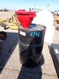 55 GALLON WAST OIL BARREL WITH FUNNEL,