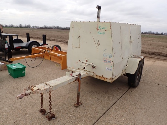 LE ROI 160 INDUSTRIAL AIR COMPRESSEOR,  TRAILER MOUNTED, W/ JOHN DEERE 219D