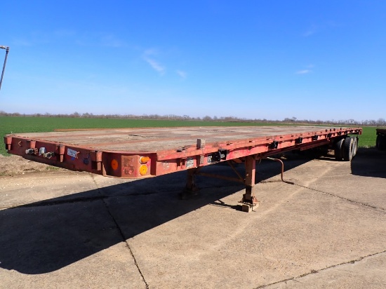 FLAT BED TRAILER,  53', TANDEM AXLE, 10.00-20 ON DAYTONS S# 20883, TITLE ON