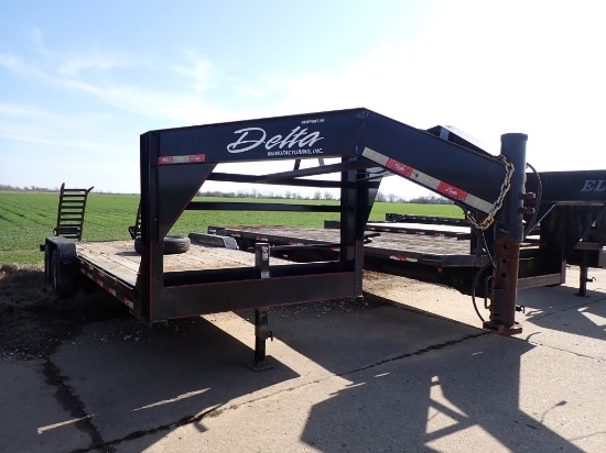 DELTA GOOSENECK TRAILER,  20', W/ 2' DOVE TAIL, TANDEM AXLE, 7,000 LB AXLE,