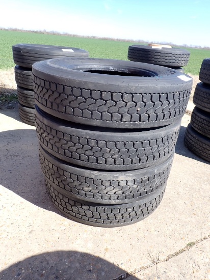(4) 11R22.5 LUG TIRES,  ORIGINAL