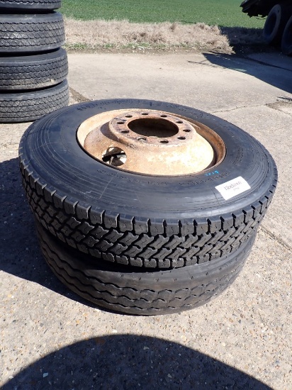 (2) 11R24.5 TIRES,  ON BUDDS