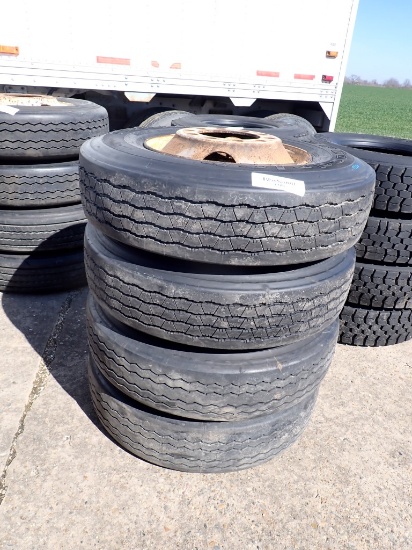 (4) 11R22.5 HWY TIRES,  ON BUDDS