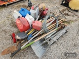 LOT OF HAND TOOLS & GAS CANS