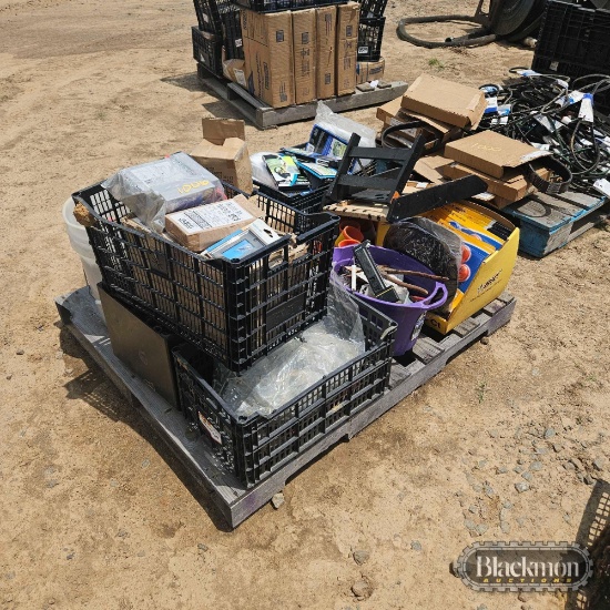 PALLET OF NUTS, BOLTS, SCREWS, WALL PLATES & MISC