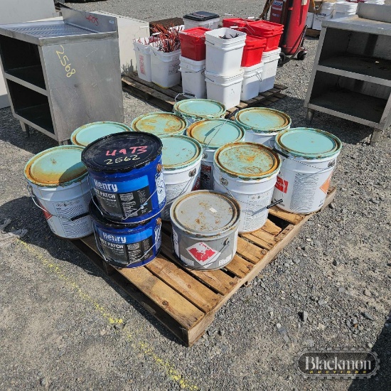 Pallet of adhesive, wet patch, primer