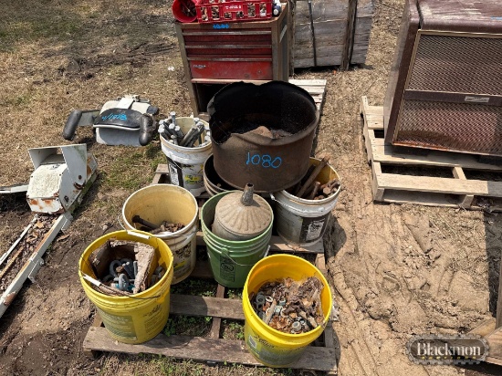 Lot of Misc. Bolts, Nuts, Anchors, and Toolbox