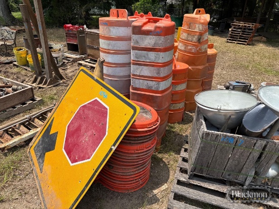 Traffic Barrels, Cones, and Signs