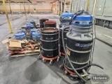 (10) Global industries drum top vacuums and misc parts
