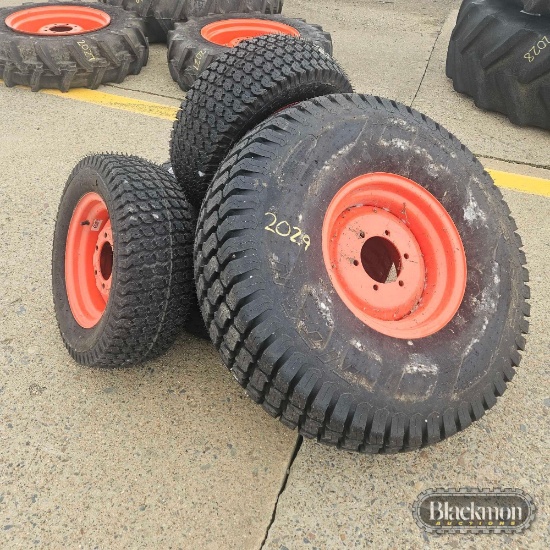 (2) 13.6-16 AND (2) 25X8.50-14 TURF TIRES AND WHEELS