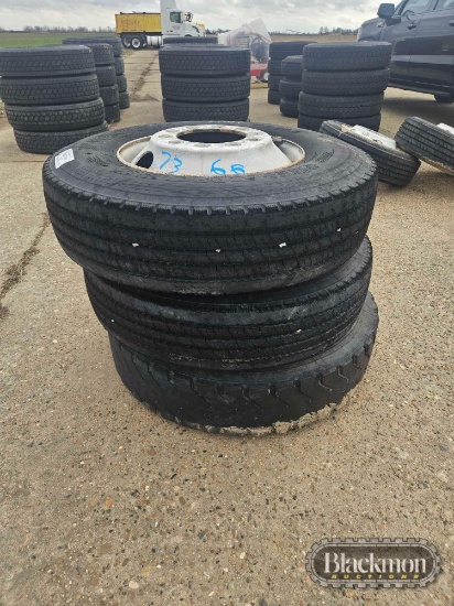 (3) TIRES AND WHEELS, ON PILOTS, 11R22.5