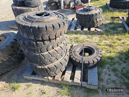 (5) Solid Forklift Tires