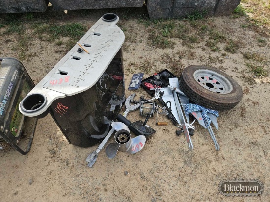 Lot Of Boat Console, Stainless Prop , Anchors And Misc